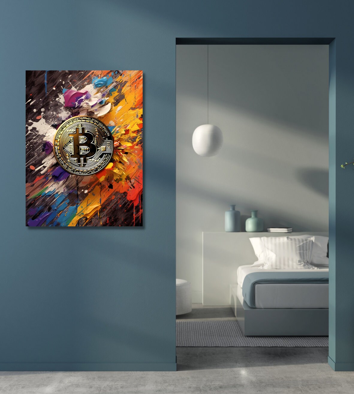 Bitcoin Canvas, bitcoin vertical canvas, bitcoin art.