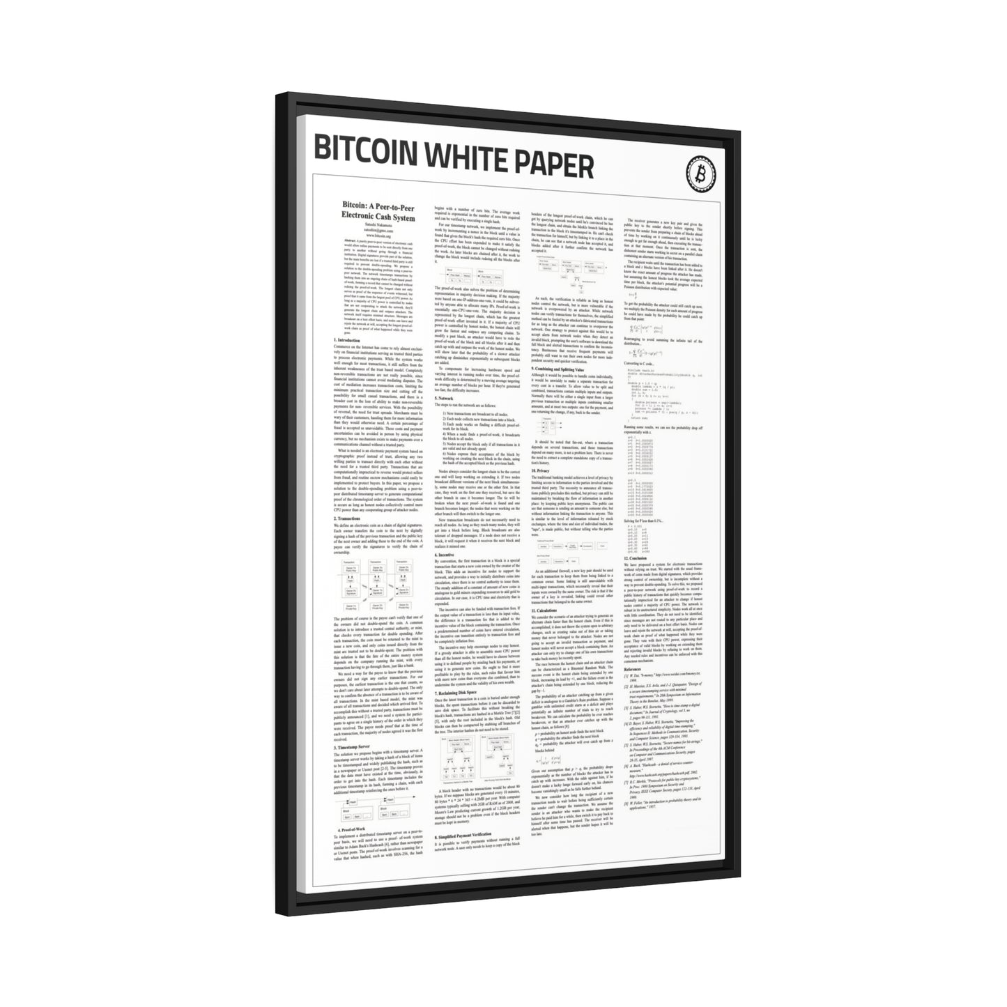 Bitcoin Whitepaper | Cryptocurrency Print | Bitcoin Poster | Crypto Gifts Ideas | Bitcoin Wall Decor | Crypto Wall art | Bitcoin Wall art