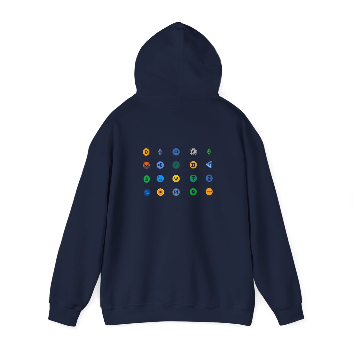 Crypto Hoodie with Bitcoin, Ethereum, Dogecoin, Ripple Logos - Comfy Blockchain Wear for Crypto Enthusiasts - Perfect Gift for Techies