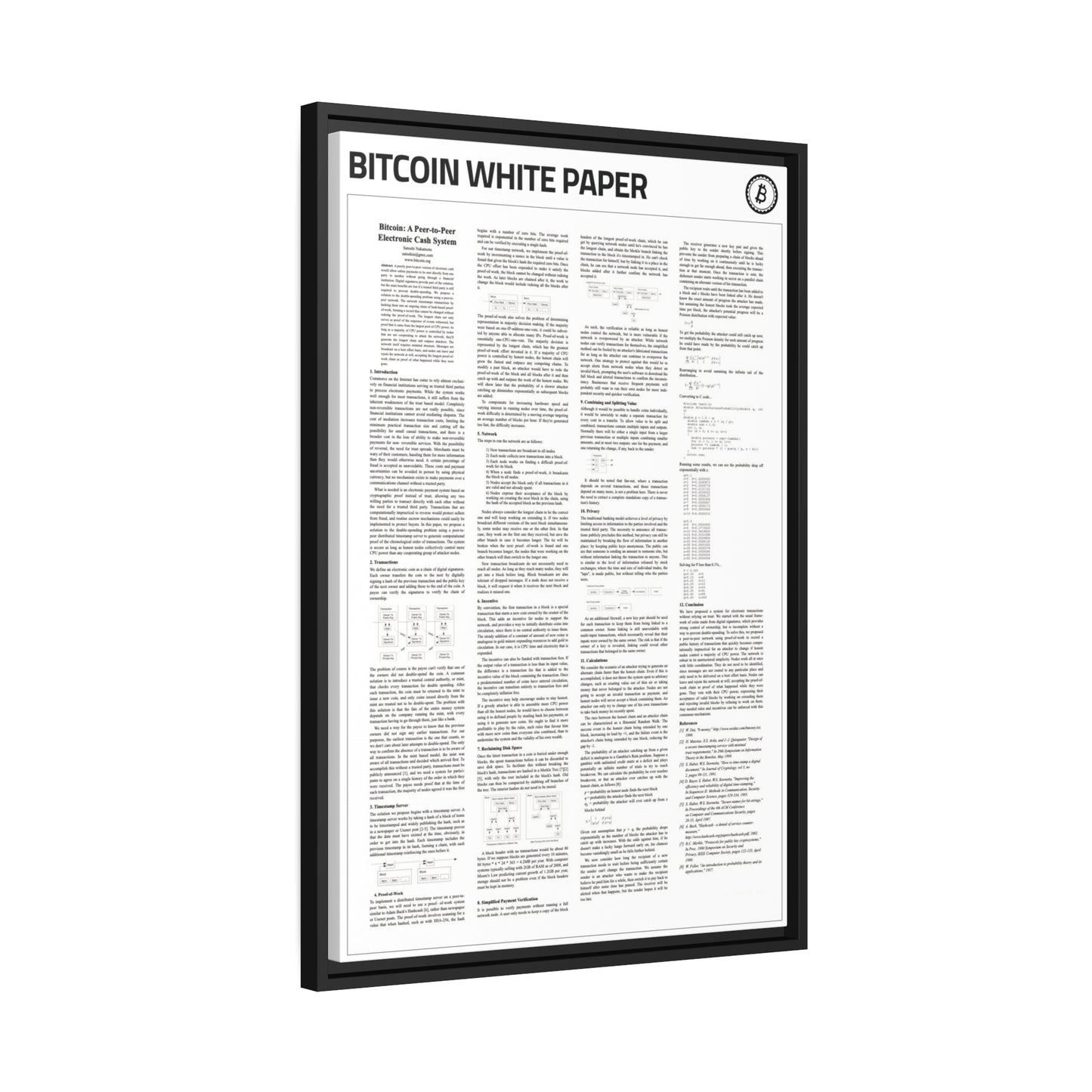 Bitcoin Whitepaper | Cryptocurrency Print | Bitcoin Poster | Crypto Gifts Ideas | Bitcoin Wall Decor | Crypto Wall art | Bitcoin Wall art