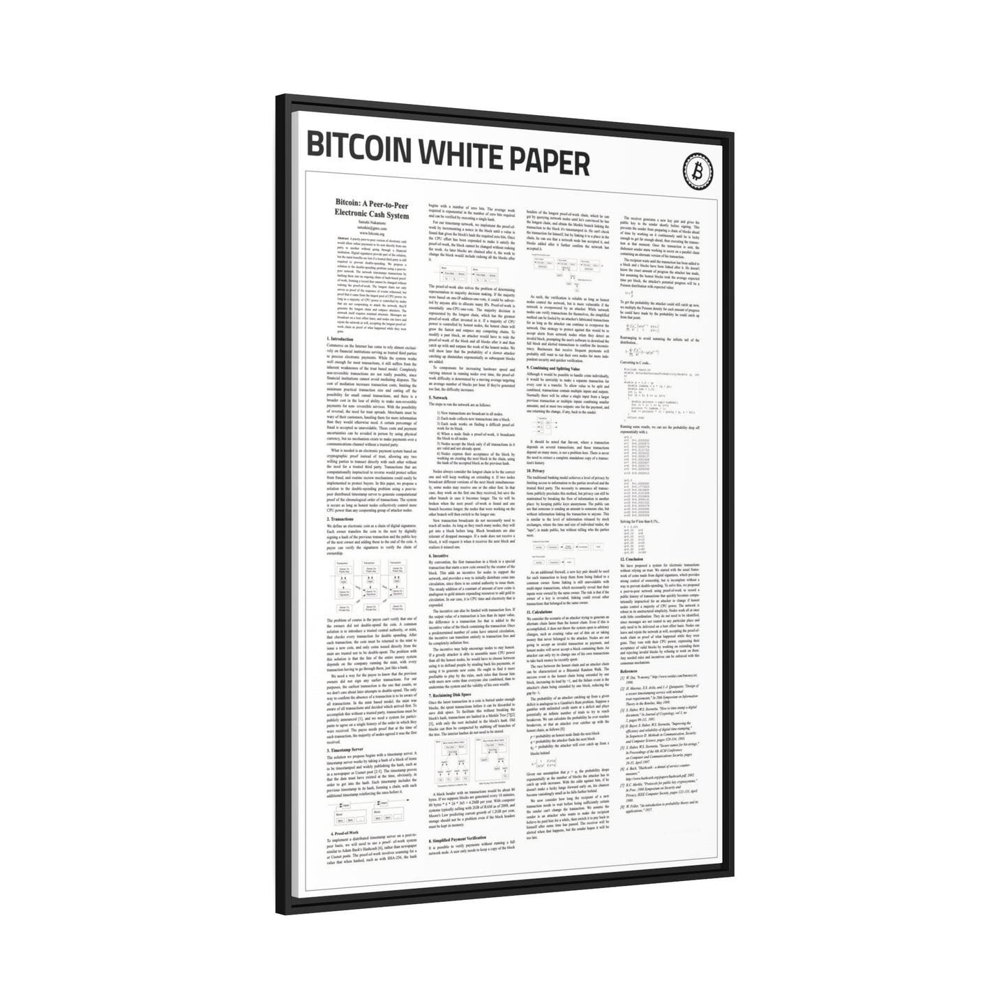 Bitcoin Whitepaper | Cryptocurrency Print | Bitcoin Poster | Crypto Gifts Ideas | Bitcoin Wall Decor | Crypto Wall art | Bitcoin Wall art