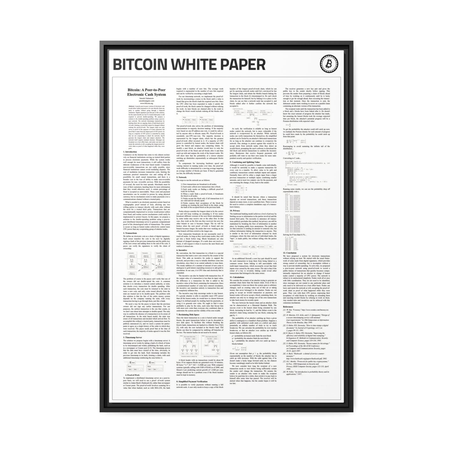 Bitcoin Whitepaper | Cryptocurrency Print | Bitcoin Poster | Crypto Gifts Ideas | Bitcoin Wall Decor | Crypto Wall art | Bitcoin Wall art