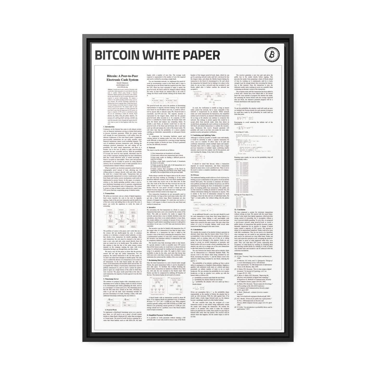 Bitcoin Whitepaper | Cryptocurrency Print | Bitcoin Poster | Crypto Gifts Ideas | Bitcoin Wall Decor | Crypto Wall art | Bitcoin Wall art