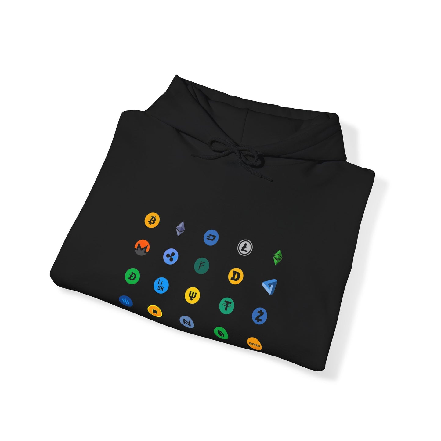 Crypto Hoodie with Bitcoin, Ethereum, Dogecoin, Ripple Logos - Comfy Blockchain Wear for Crypto Enthusiasts - Perfect Gift for Techies