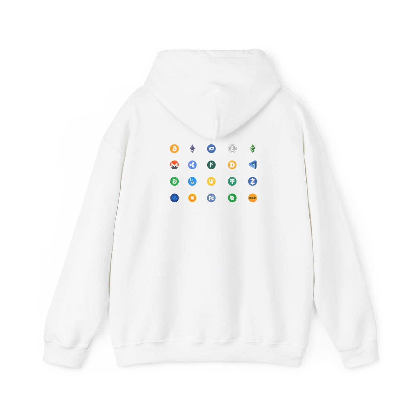 Crypto Hoodie with Bitcoin, Ethereum, Dogecoin, Ripple Logos - Comfy Blockchain Wear for Crypto Enthusiasts - Perfect Gift for Techies