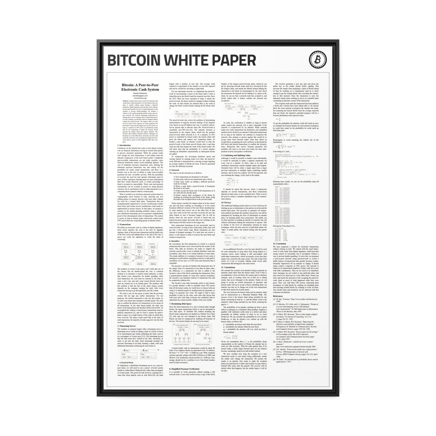 Bitcoin Whitepaper | Cryptocurrency Print | Bitcoin Poster | Crypto Gifts Ideas | Bitcoin Wall Decor | Crypto Wall art | Bitcoin Wall art