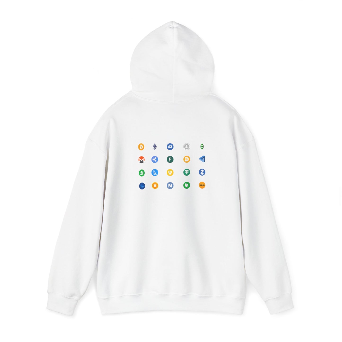 Crypto Hoodie with Bitcoin, Ethereum, Dogecoin, Ripple Logos - Comfy Blockchain Wear for Crypto Enthusiasts - Perfect Gift for Techies