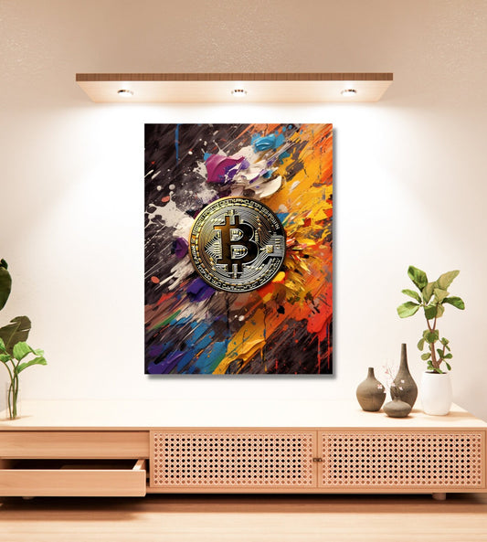 Bitcoin Canvas, bitcoin vertical canvas, bitcoin art.