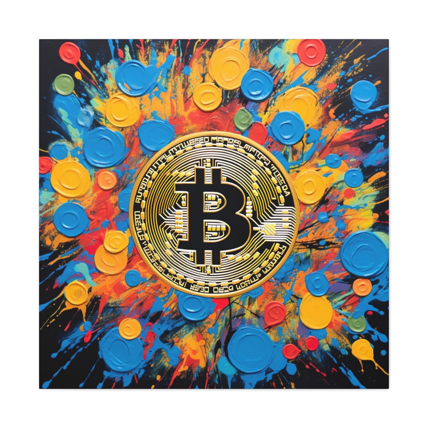 Bitcoin Colorful Art, Bitcoin Canvas, Bitcoin Abstrakt Art.