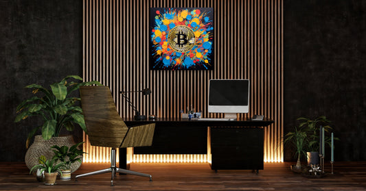 Bitcoin Colorful Art, Bitcoin Canvas, Bitcoin Abstrakt Art.