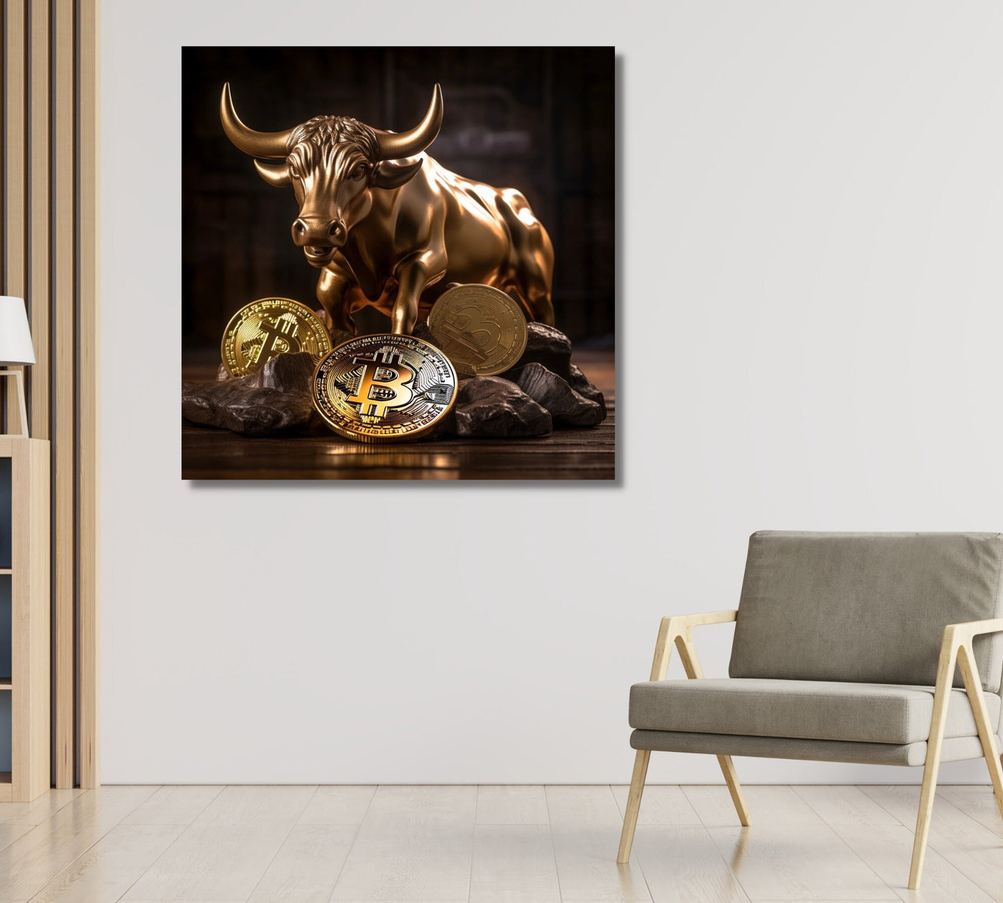 Bitcoin Bull Canvas Art, Vibrant Crypto Wall Decor, Perfect for Investors & Enthusiasts, Unique Gift for Finance Lovers