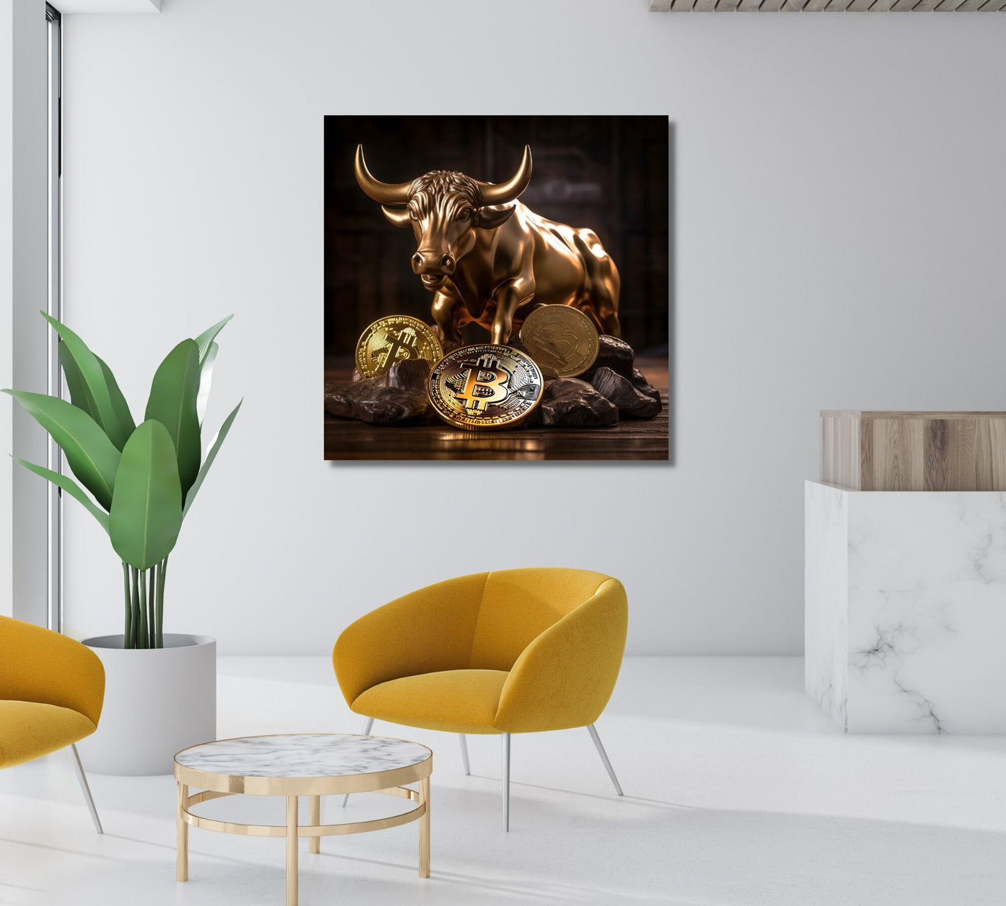 Bitcoin Bull Canvas Art, Vibrant Crypto Wall Decor, Perfect for Investors & Enthusiasts, Unique Gift for Finance Lovers