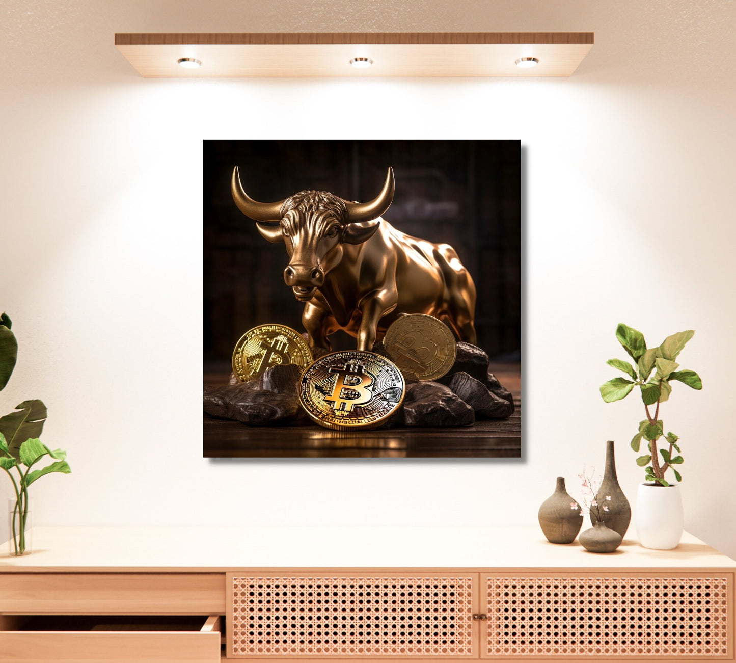 Bitcoin Bull Canvas Art, Vibrant Crypto Wall Decor, Perfect for Investors & Enthusiasts, Unique Gift for Finance Lovers