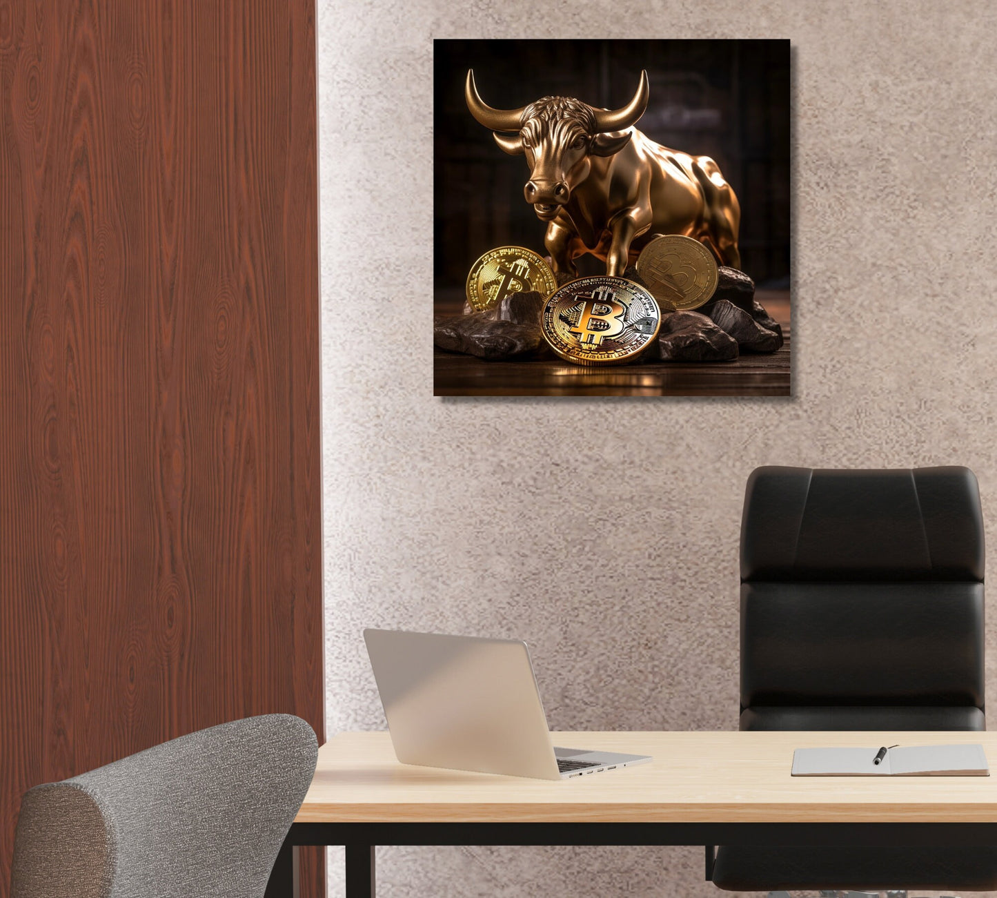 Bitcoin Bull Canvas Art, Vibrant Crypto Wall Decor, Perfect for Investors & Enthusiasts, Unique Gift for Finance Lovers