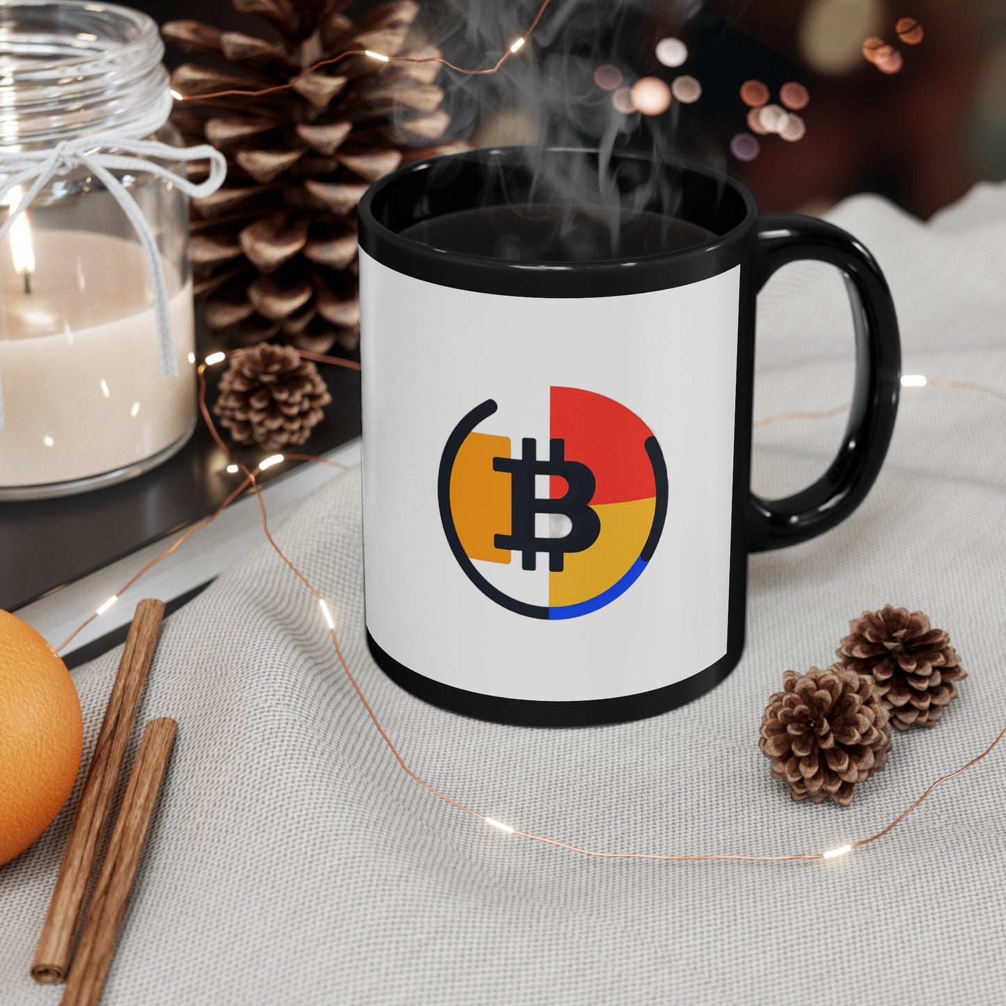 Cryptocurrency Coffee Mug, Abstrakt Bitcoin Black and White Design, Ideal for Morning Crypto Conversations, Unique Tech Gift 11oz