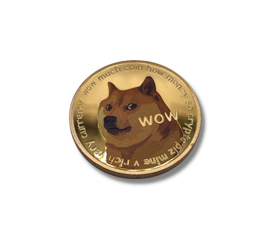 Dogecoin Gold Coin - Collectible Physical Crypto Token, Shiny Commemorative Display Piece, Unique Gift for Cryptocurrency Enthusiasts