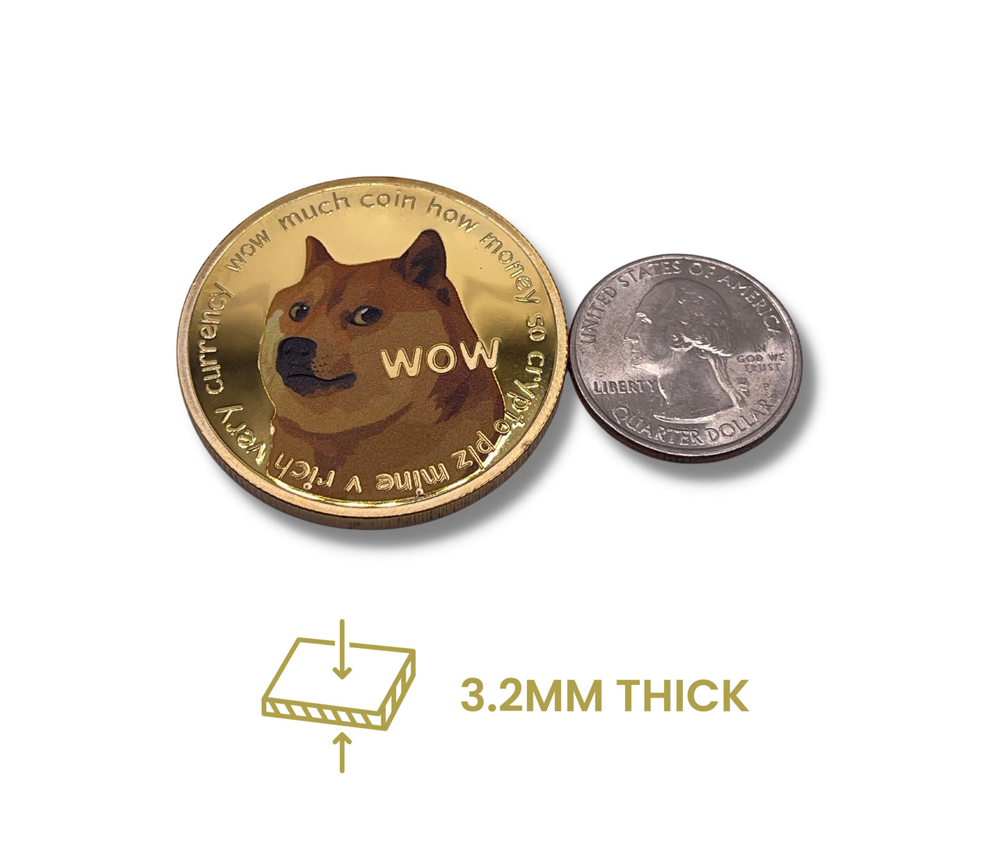 Dogecoin Gold Coin - Collectible Physical Crypto Token, Shiny Commemorative Display Piece, Unique Gift for Cryptocurrency Enthusiasts